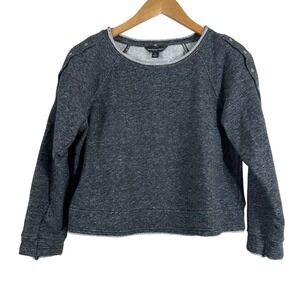 Rock & Republic Women's Sweatshirt Cotton Gray Snap Button Long Sleeves Size M